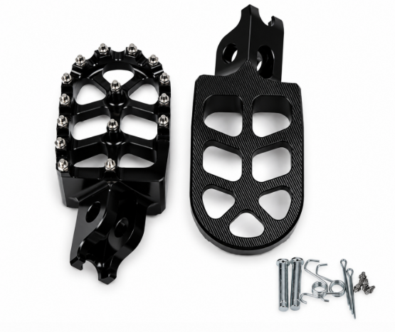 Black Foot Pegs — Matte black CNC